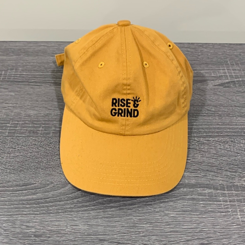 Gregory’s Coffee “Rise & Grind” Dad Hat – Yellow – Adjustable Strapback